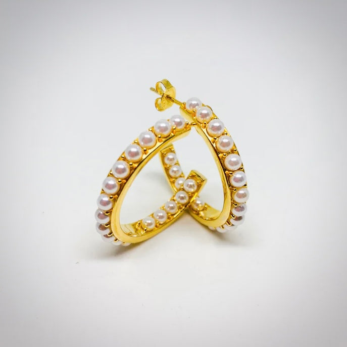 Criolles ALL CIRCLE PEARL dorée - Estrada Joiers 